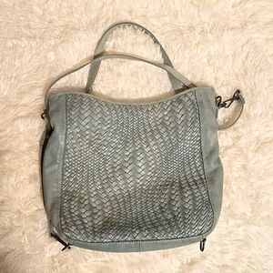 Soft, supple seafoam green leather convertible hobo purse